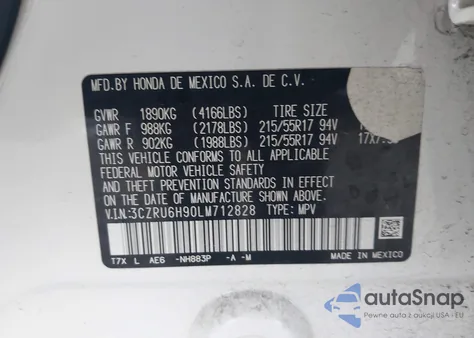 2020 Honda Hr-V Awd Touring from USA, damaged, VIN 3CZRU6H90LM712828